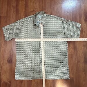 Men’s Large Natural Issue Button Down Short Sleeve Shirt Eclectic Grandpa Retro